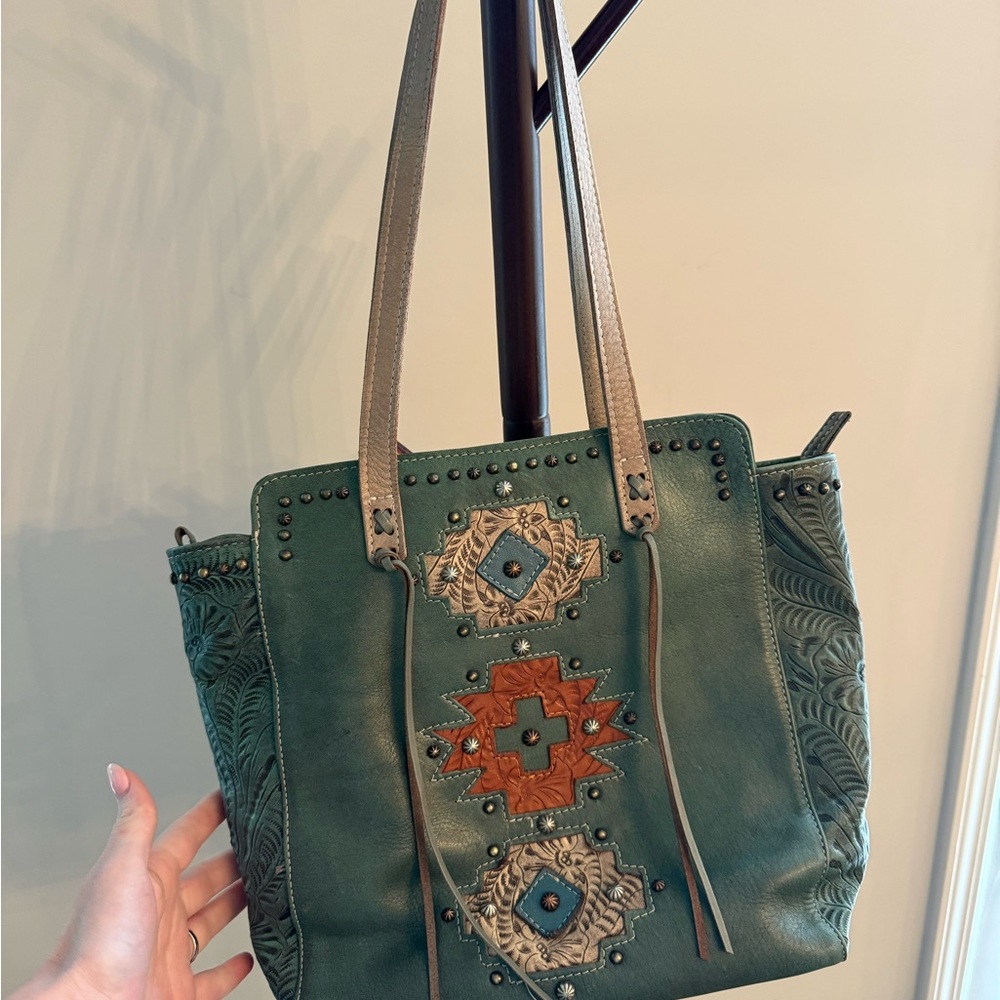 American West Navajo Soul Leather Bag w/ Secret Compartment